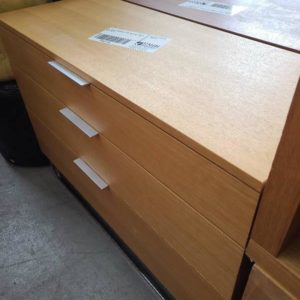 EX-HIRE 3 DRAWER LIGHT OAK HALL TABLE SOLD AS IS