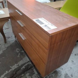 EX-HIRE 3 DRAWER DARK OAK HALL TABLE SOLD AS IS