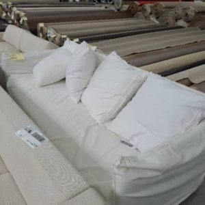 EX-HIRE WHITE 3 SEATER COUCH SOLD AS IS