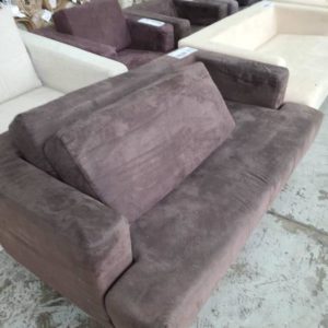 EX-HIRE BROWN 2 SEATER COUCH SOLD AS IS