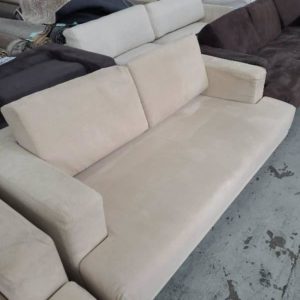 EX-HIRE CREAM 2 SEATER COUCH SOLD AS IS
