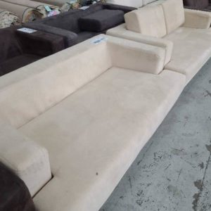 EX-HIRE CREAM 2 SEATER COUCH SOLD AS IS
