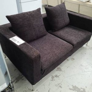 EX-HIRE BLACK 2 SEATER COUCH SOLD AS IS