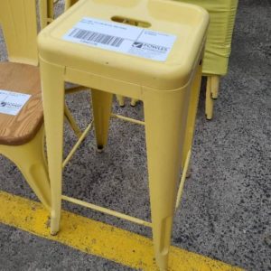 EX-HIRE YELLOW METAL BAR STOOL SOLD AS IS