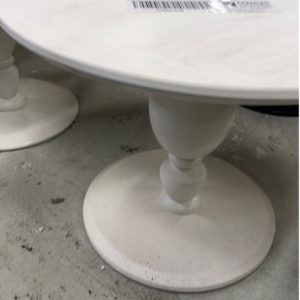 EX HIRE WHITE ROUND SIDE TABLE SOLD AS IS