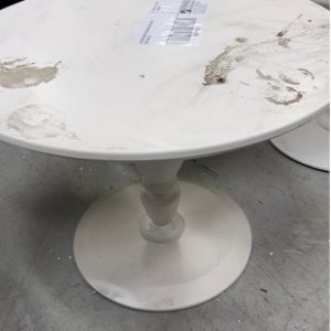EX HIRE WHITE ROUND SIDE TABLE SOLD AS IS