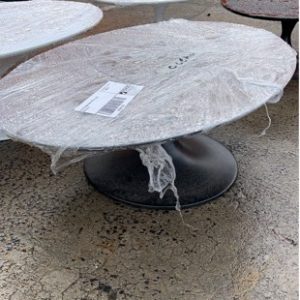 EX HIRE BLACK OVAL COFFEE TABLE SOLD AS IS