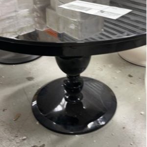 EX HIRE BLACK GLOSS ROUND SIDE TABLE SOLD AS IS