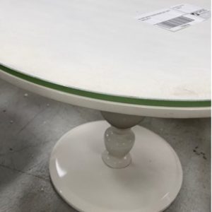 EX HIRE WHITE GLOSS ROUND SIDE TABLE SOLD AS IS