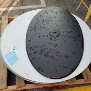 EX HIRE - PALLET OF ASSORTED ROUND TABLE TOPS SOLD AS IS