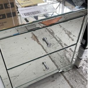 EX DISPLAY MIRROR BEDSIDE TABLE **DAMAGED SOLD AS IS**