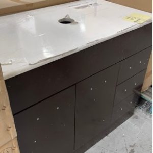 900MM BROWN FREESTANDING VANITY WITH WHITE STONE TOP BS1000-90BR