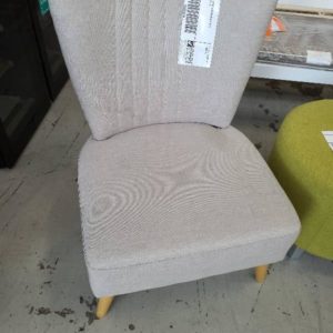 LIGHT BEIGE OCCASIONAL CHAIR SOLD AS IS