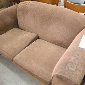 SECOND HAND - BROWN 2 SEATER COUCH SOLD AS IS
