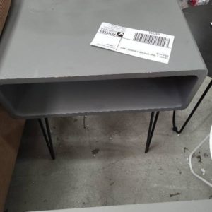 EX HIRE - GREY OPEN SHELF BEDSIDE TABLE SOLD AS IS