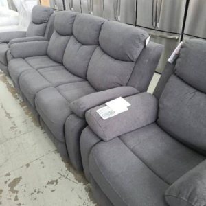 BRAND NEW ASH FABRIC 3 SEATER MANUAL RECLINER COUCH WITH 2 SINGLE MANUAL RECLINER ARMCHAIRS LONIKSBAAS3341