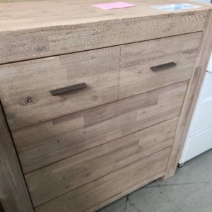 NEW SANDSTONE TIMBER TALL BOY 4 DRAWERS
