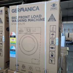 NEW 6KG GERMANICA FRONT LOAD WASHING MACHINE WITH 8 WASH PROGRAMS 1200RPM SPIN CHILD SAFETY LOCK ECO WASH FUNCITON WITH 12 MONTH WARRANTY