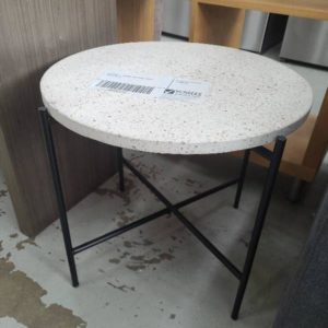 EX HIRE - STONE TOP SIDE TABLE SOLD AS IS