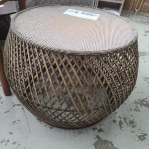 EX HIRE - RATTAN SIDE TABLE SOLD AS IS