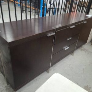 EX HIRE WENGE TIMBER SIDEBOARD SOLD AS IS