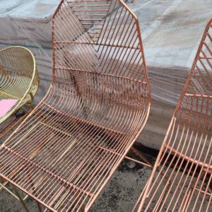 EX HIRE - BAR STOOL ROSE GOLD WIRE SOLD AS IS