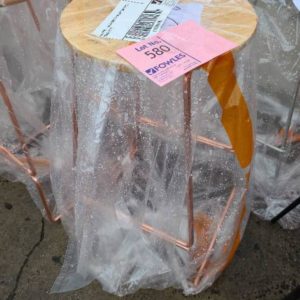 EX HIRE - ROSE GOLD & TIMBER BAR STOOL SOLD AS IS