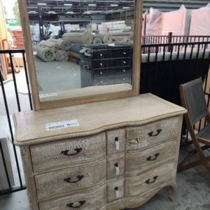 EX DISPLAY FRENCH PROVINCIAL WHITE ASH DRESSING TABLE WITH MIRROR SOLD AS IS