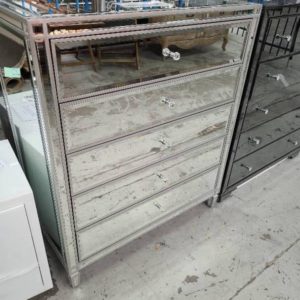 EX DISPLAY MIRRORED TALLBOY *DAMAGED SOLD AS IS*