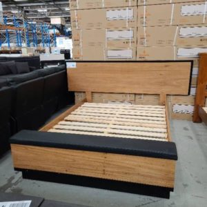 BRAND-NEW WHISPER QUEEN BEDFRAME MADE FROM AUSTRALIAN WORMY CHESTNUT TIMBER WITH EXTENDED BEDHEAD