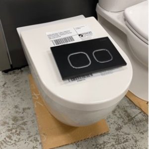 BRAND NEW BACK TO WALL CONCEALED CISTERN PACKAGE INCLUDES BACK TO WALL TOILET BASE CONCEALED CISTERN AND BLACK FLUSHPLATE