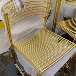 EX HIRE - GOLD METAL DINING CHAIR SOLD AS IS
