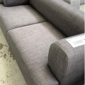 EX HIRE - DARK GREY MATERIAL COUCH SOLD AS IS SOLD AS IS