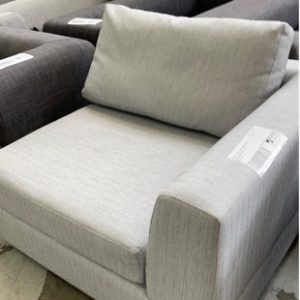 EX HIRE - BEIGE LINEN CORNER COUCH SECTION ONLY SOLD AS IS SOLD AS IS