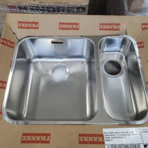 NEW FRANKE LAX160-36 SBL LARGO UNDERMOUNT SINK, 1 & 1/4 BOWL LEFT, WITH FRANKE WASTES RRP$1199 655/662 X 1 EACH