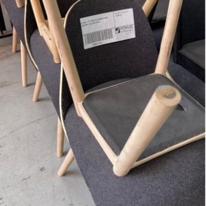 EX HIRE - PLY AND FELT DINING CHAIR WITH OAK LEGS SOLD AS IS