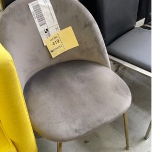 EX HIRE - GREY VELVET CHAIR SOLD AS IS SOLD AS IS