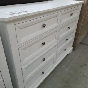 EX DISPLAY - AKIRA WHITE HARDWOOD CHEST OF DRAWERS SOLD AS IS