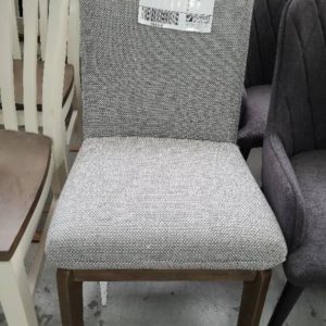 EX DISPLAY - CREAM & GREY UPHOLSTERED DINING CHAIR SOLD AS IS