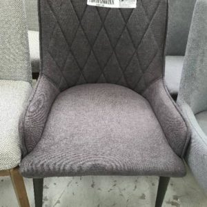 EX DISPLAY - GREY UPHOLSTERED DINING CHAIR SOLD AS IS