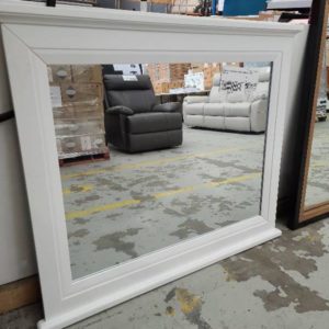 EX DISPLAY - WHITE TIMBER FRAMED MIRROR SOLD AS IS