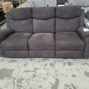 SECONDS - GREY 3 SEATER LOUNGE WITH MANUAL RECLINERS SOLD AS IS