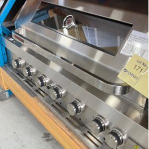 2ND HAND - HN1200RBQ 1200MM BUILT IN BBQ 6 BURNER WITH BLUE LED KNOBS WITH 3 MONTH WARRANTY DEO8526