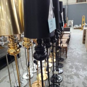EX-HIRE BLACK FREESTANDING LAMP WITH SHADE SOLD AS IS