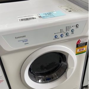 EX DISPLAY EUROMAID DE6KG 6 KG VENTED DRYER WITH 3 MONTH WARRANTY SOLD AS IS