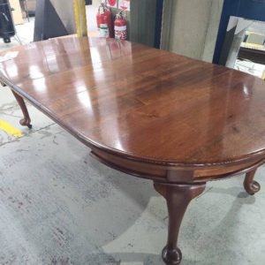 SECOND HAND ANTIQUE STYLE FURNITURE - TIMBER EXTENDABLE DINING TABLE SOLD AS IS