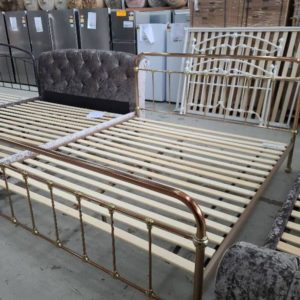 EX DISPLAY CHAMPAGNE COPPER KING BEDFRAME SOLD AS IS