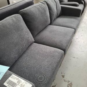 BRAND NEW CHARCOAL FABRIC BANJO 3.5 SEATER COUCH WITH 2.5 SEATER COUCH LOBANJMFCC3160