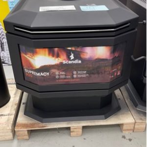 SCANDIA SUPREMACY 300 SCSP300 LARGEST WOOD HEATER IN PREMIUM RANGECAPABLE OF HEATING UP TO 300M2 BAY WINDOW DESIGN SUPER HEAVY DUTY FIREBOX 3 SPEED FAN WITH 3 MONTH WARRANTY  SOLD AS IS SCRATCH & DENT STOCK