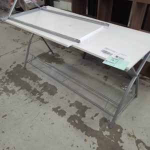 EX DISPLAY FURNITURE - WHITE 2 PIECE CORNER STUDY DESK SOLD AS IS SOLD AS IS